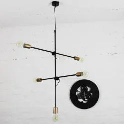 Hängelampe Schwarz Industrial Design verstellbar E27