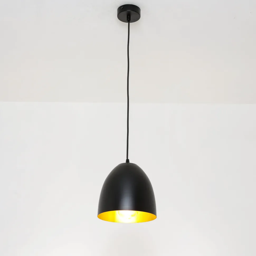 Hängelampe Schwarz innen Gold Ø20cm Esstisch ANNIE