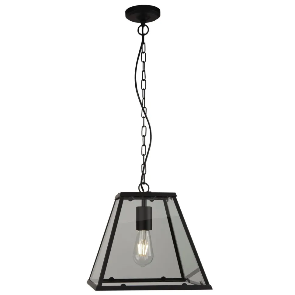 Hängelampe Schwarz Klar B: 30 cm E27 Glas Metall E27