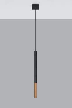 Hängelampe Schwarz Kupfer Ø 2,5 cm schmal Zylinder G9