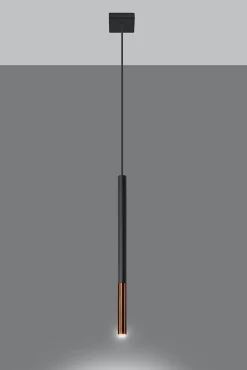 Hängelampe Schwarz Kupfer Ø 2,5 cm schmal Zylinder G9