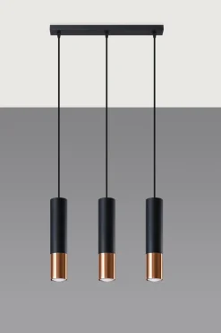 Hängelampe Schwarz Kupfer 3-flammig B: 45 cm Metall