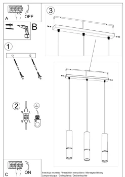 Hängelampe Schwarz Kupfer 3-flammig B: 45 cm Metall