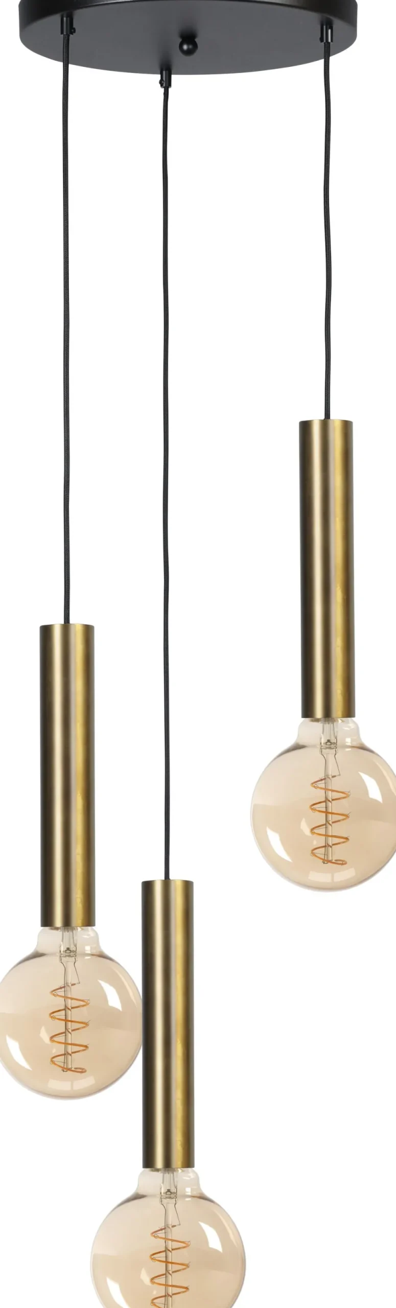 Hängelampe Schwarz Messing verstellbar 3 Pendel für E27