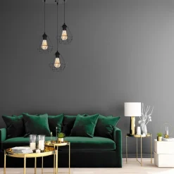 Hängelampe Schwarz Metall Ø45 cm E27 3-flammig Retro