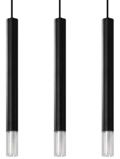 Hängelampe Schwarz Metall Glas 3-flammig G9 schmal