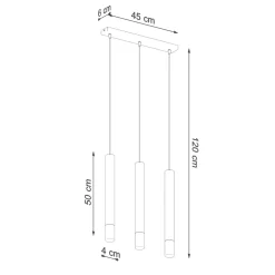 Hängelampe Schwarz Metall Glas 3-flammig G9 schmal