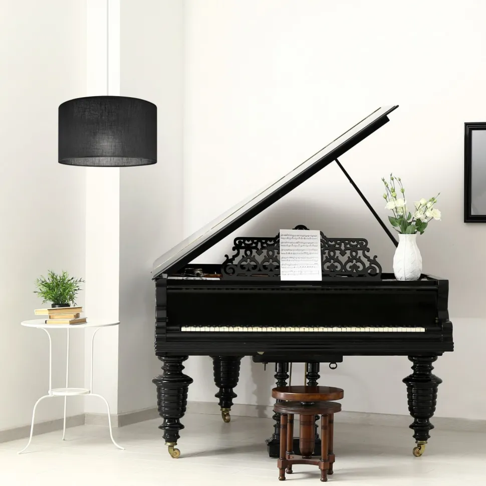 Hängelampe Schwarz rund Ø 35 cm E27 verstellbar Stoff ISIDE