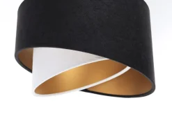 Hängelampe Schwarz Weiß Gold 3-flammig E27 Stoffschirm