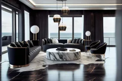 Hängelampe Schwarz Weiß Gold Metall B:45 cm E27 3-flmg