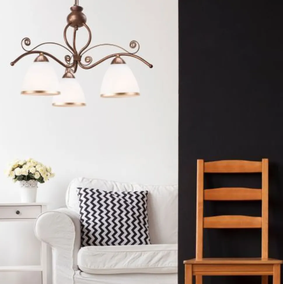 Hängelampe Shabby Braun Esstisch Jugendstil 3-flmg