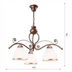 Hängelampe Shabby Braun Esstisch Jugendstil 3-flmg