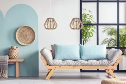 Hängelampe Skandinavisch Holz Metall Weiß E27 L:60 cm