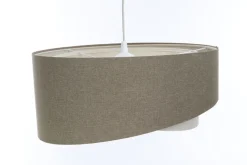 Hängelampe Stoff Ø 60 cm rund groß Braun Creme Modern