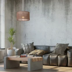 Hängelampe Stoff Ø 35 cm verstellbar wohnlich Modern E27 Braun