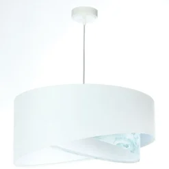 Hängelampe Stoff Ø 50 cm Weiß Hellblau marmoriert rund E27