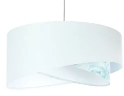 Hängelampe Stoff Ø 50 cm Weiß Hellblau marmoriert rund E27