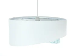 Hängelampe Stoff Ø 50 cm Weiß Hellblau marmoriert rund E27