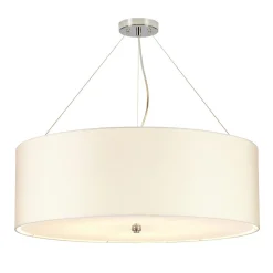 Hängelampe Stoff Ø76cm in Creme Chrom blendarm