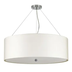 Hängelampe Stoff Ø76cm in Creme Chrom blendarm