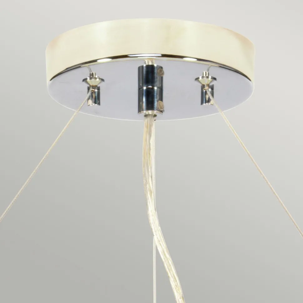 Hängelampe Stoff Ø76cm in Creme Chrom blendarm