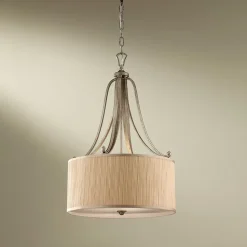 Hängelampe Stoff Creme Braun antik E27 SAMISE