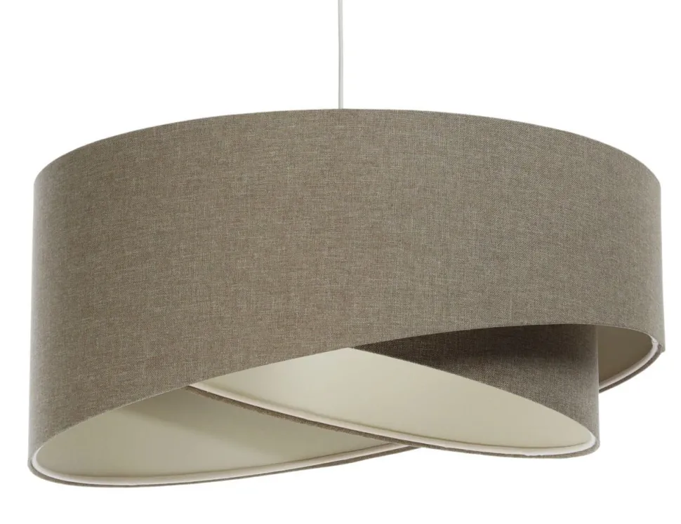 Hängelampe Stoff E27 D: 60 cm rund Braun Stoff Modern INGRAM