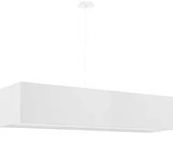 Hängelampe Stoff Glas Weiß 120 cm breit blendarm 5x E27