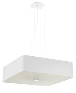 Hängelampe Stoff Glas Weiß eckig Modern blendarm