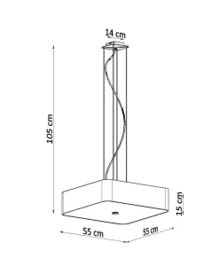 Hängelampe Stoff Glas Weiß eckig Modern blendarm