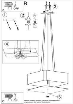 Hängelampe Stoff Glas Weiß eckig Modern blendarm