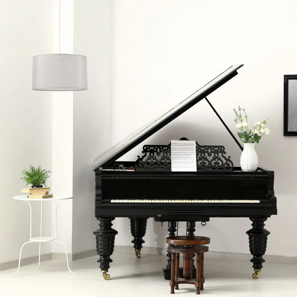 Hängelampe Stoff in Silber Ø 35 cm verstellbar Modern E27