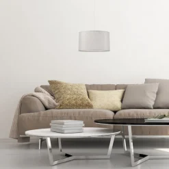 Hängelampe Stoff in Silber Ø 35 cm verstellbar Modern E27