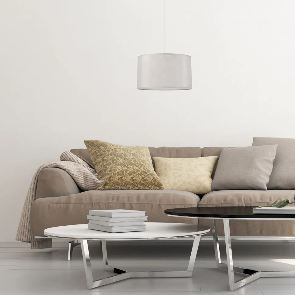 Hängelampe Stoff in Silber Ø 35 cm verstellbar Modern E27