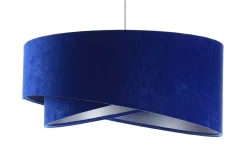 Hängelampe Stoff Kobaltblau Silber E27 rund D: 50 cm