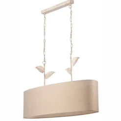 Hängelampe Stoff Metall B: 89 cm in Gold 2-flammig E27