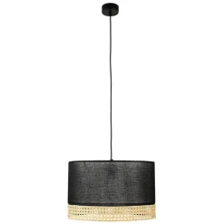 Hängelampe Stoff Metall E27 in Schwarz Braun