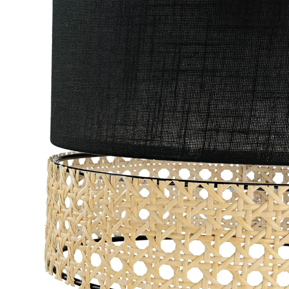 Hängelampe Stoff Metall E27 in Schwarz Braun