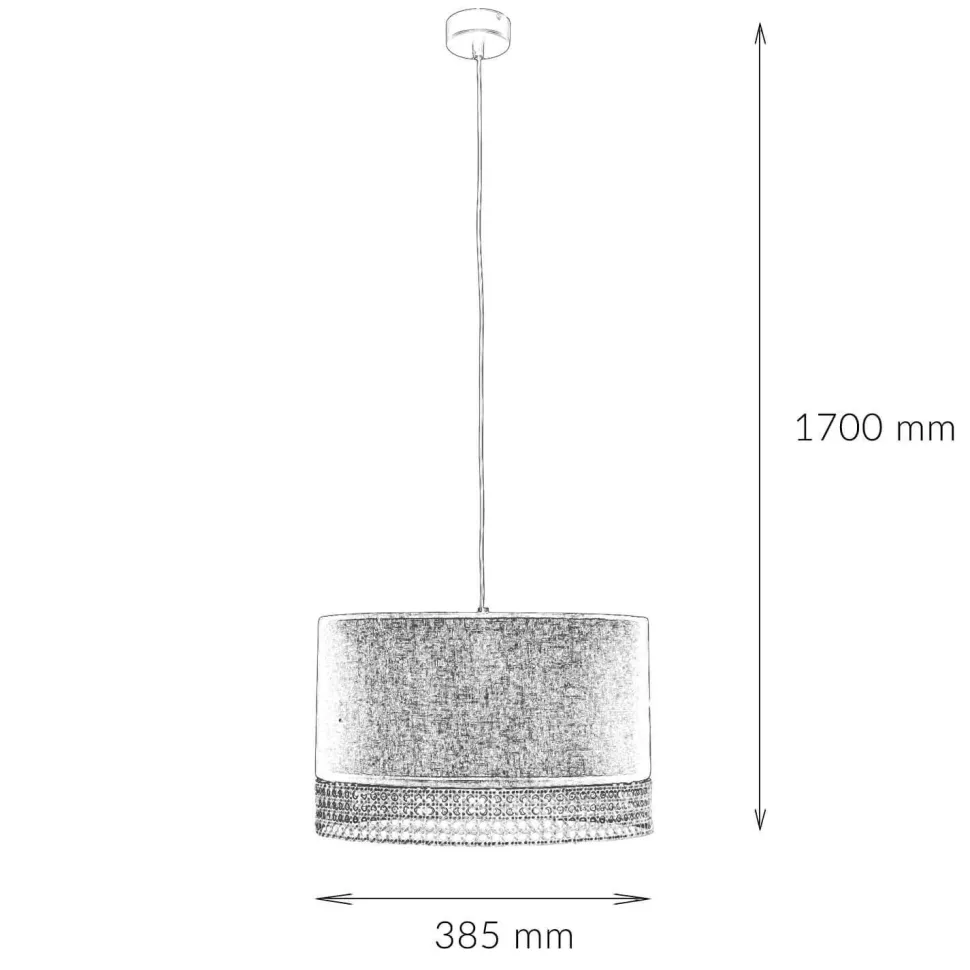 Hängelampe Stoff Metall E27 in Schwarz Braun