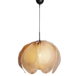 Hängelampe Stoff Metall E27 80 cm breit biegsam Natur