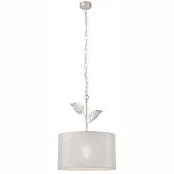 Hängelampe Stoff Metall in Silber E27 Ø 35 cm Landhaus