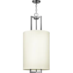 Hängelampe Stoff Metall in Creme Nickel E27 Modern