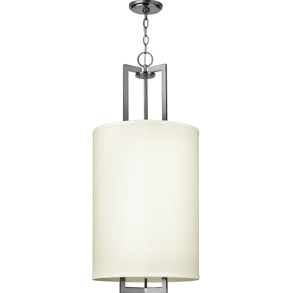 Hängelampe Stoff Metall in Creme Nickel E27 Modern