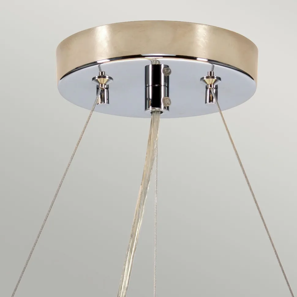 Hängelampe Stoff rund Ø36cm in Creme Chrom blendarm