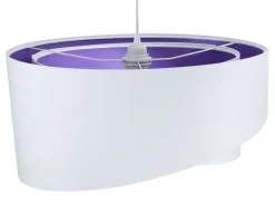 Hängelampe Stoff rund Ø50cm Weiß Lila Wohnzimmer