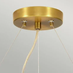 Hängelampe Stoff Schirm rund Ø59cm in Creme Messing