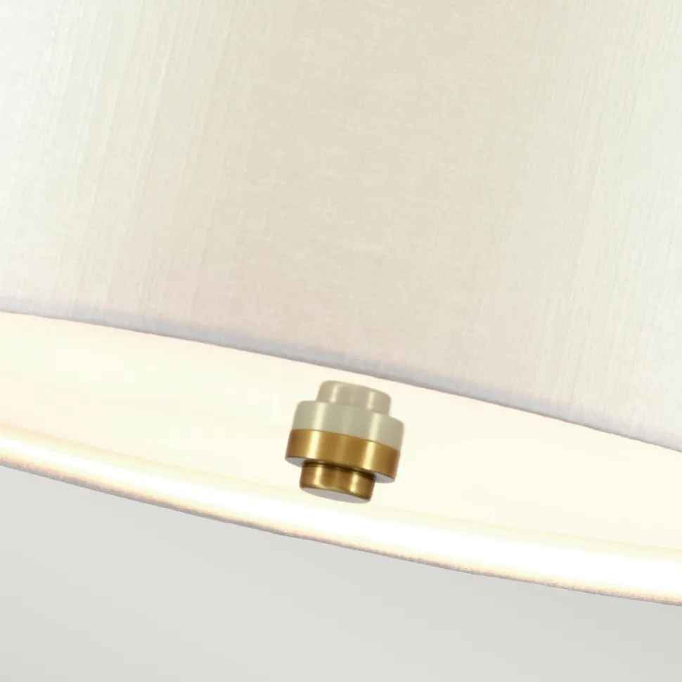 Hängelampe Stoff Schirm rund Ø59cm in Creme Messing