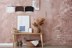 Hängelampe Stoff Weiß Braun Schwarz E27 100 cm lang