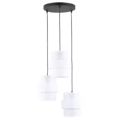 Hängelampe Stoff Weiß Schwarz verstellbar E27 3-flammig