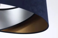 Hängelampe Stoffschirm rund D: 50 cm E27 Blau Gold Silber
